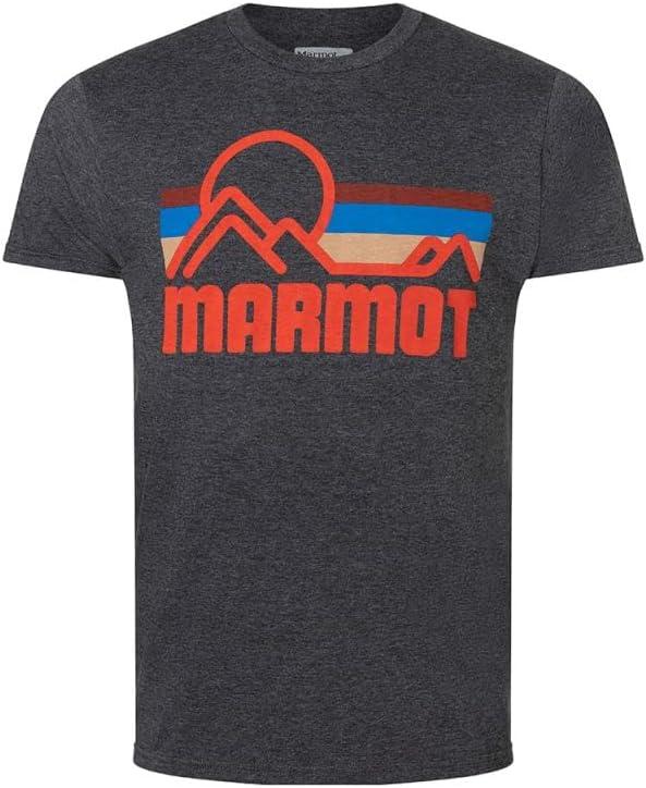 imageMARMOT Mens Coastal ShortSleeve TShirt Screen Printed Graphic on Soft Breathable EcoFriendly CottonPoly BlendCharcoal Heather