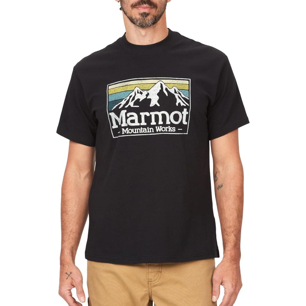 imageMARMOT Mens MMW Gradient ShortSleeve Tee  Screen Printed Graphic on Soft Breathable EcoFriendly CottonPoly BlendBlack