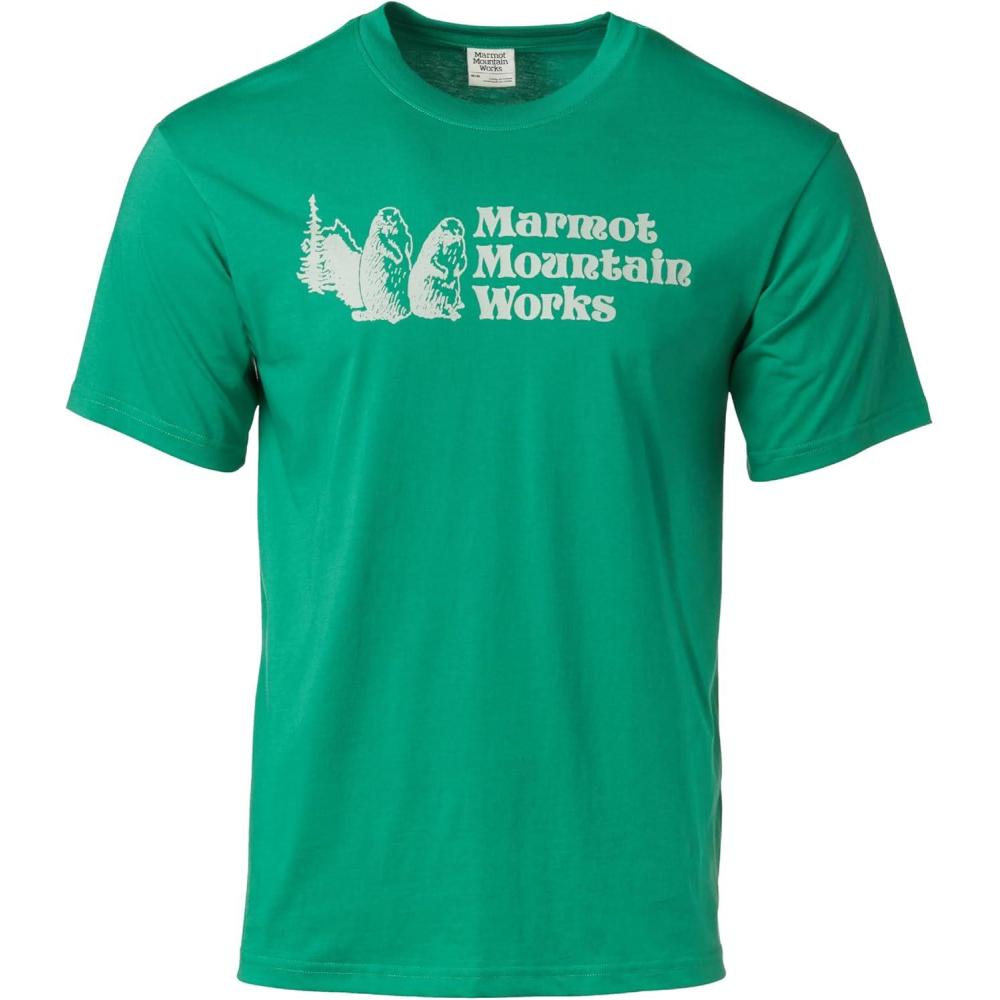 imageMARMOT Mens MMW ShortSleeve Tee  Screen Printed Graphic on Soft Breathable EcoFriendly CottonPoly BlendClover