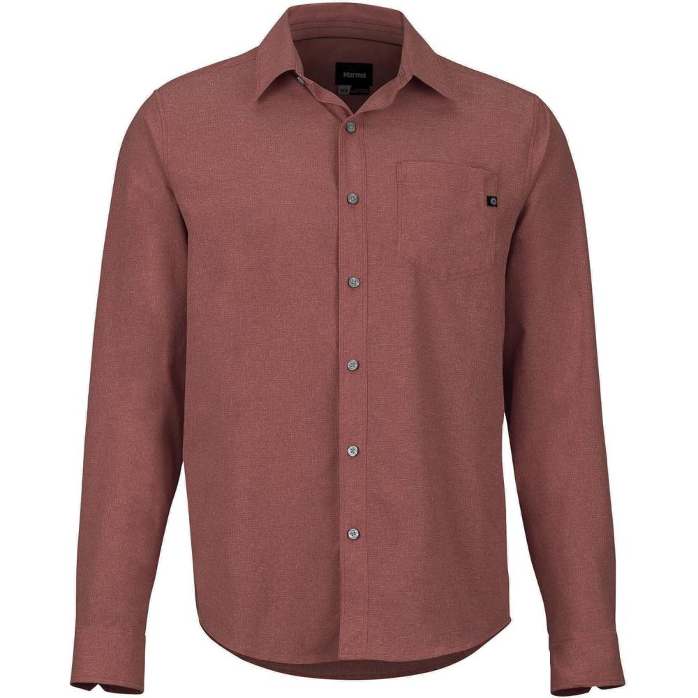 imageMarmot Mens Aerobora Long Sleeve ButtonDown Shirt  Lightweight Packable QuickDrying UPF ProtectionWhiskey Brown