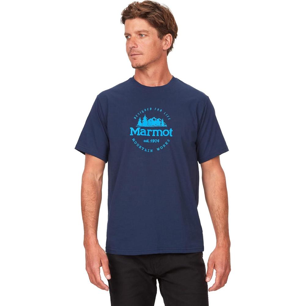 imageMarmot Mens Logo TShirts  Printed Graphic on Cotton TeeCulebra Peak Arctic Navy