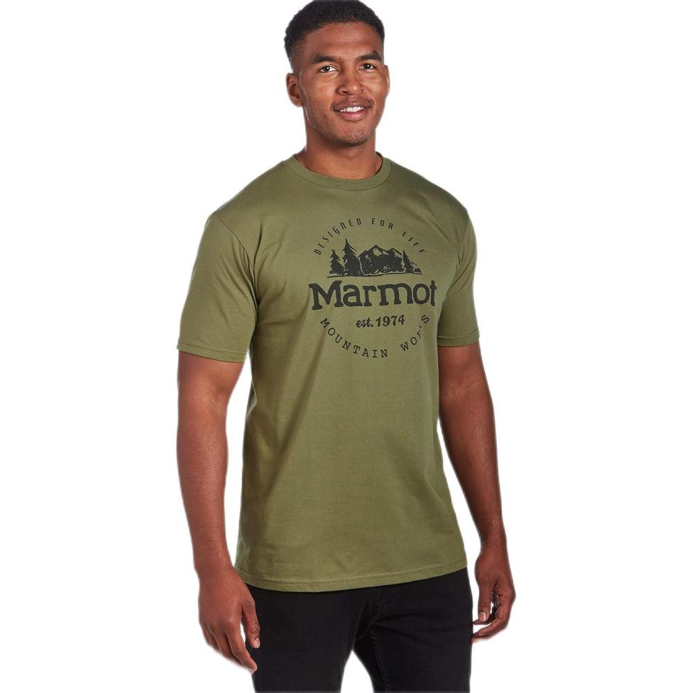imageMarmot Mens Logo TShirts  Printed Graphic on Cotton TeeCulebra Peak Olive