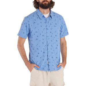 MARMOT Men’s Aerobora Short Sleeve Button-Down Shirt – Lightweight, Packable, Quick-Drying UPF Protection(Blue Bonnet Mushroom)