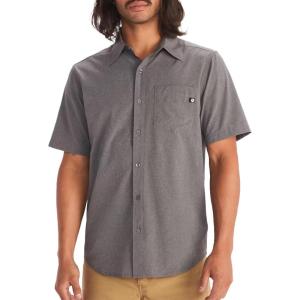 MARMOT Men’s Aerobora Short Sleeve Button-Down Shirt – Lightweight, Packable, Quick-Drying UPF Protection(Cinder)