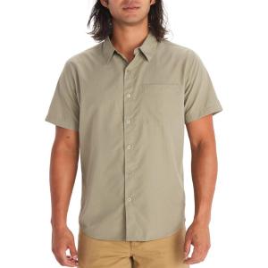 MARMOT Men’s Aerobora Short Sleeve Button-Down Shirt – Lightweight, Packable, Quick-Drying UPF Protection(Vetiver)