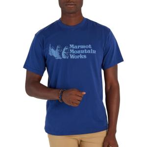 MARMOT Men’s MMW Short-Sleeve Tee – Screen Printed Graphic on Soft, Breathable, Eco-Friendly Cotton/Poly Blend(Twilight Blue)