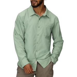 Marmot Men’s Aerobora Long Sleeve Button-Down Shirt – Lightweight, Packable, Quick-Drying UPF Protection(Agate Green)