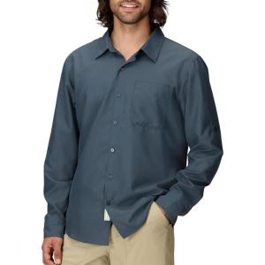 Marmot Men’s Aerobora Long Sleeve Button-Down Shirt – Lightweight, Packable, Quick-Drying UPF Protection(Thunderhead)
