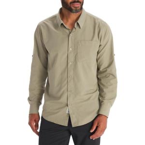 Marmot Men’s Aerobora Long Sleeve Button-Down Shirt – Lightweight, Packable, Quick-Drying UPF Protection(Vetiver)