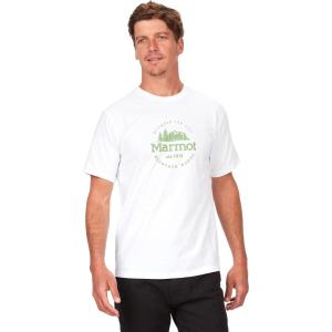 Marmot Men’s Logo T-Shirts – Printed Graphic on Cotton Tee(Culebra Peak White 080)