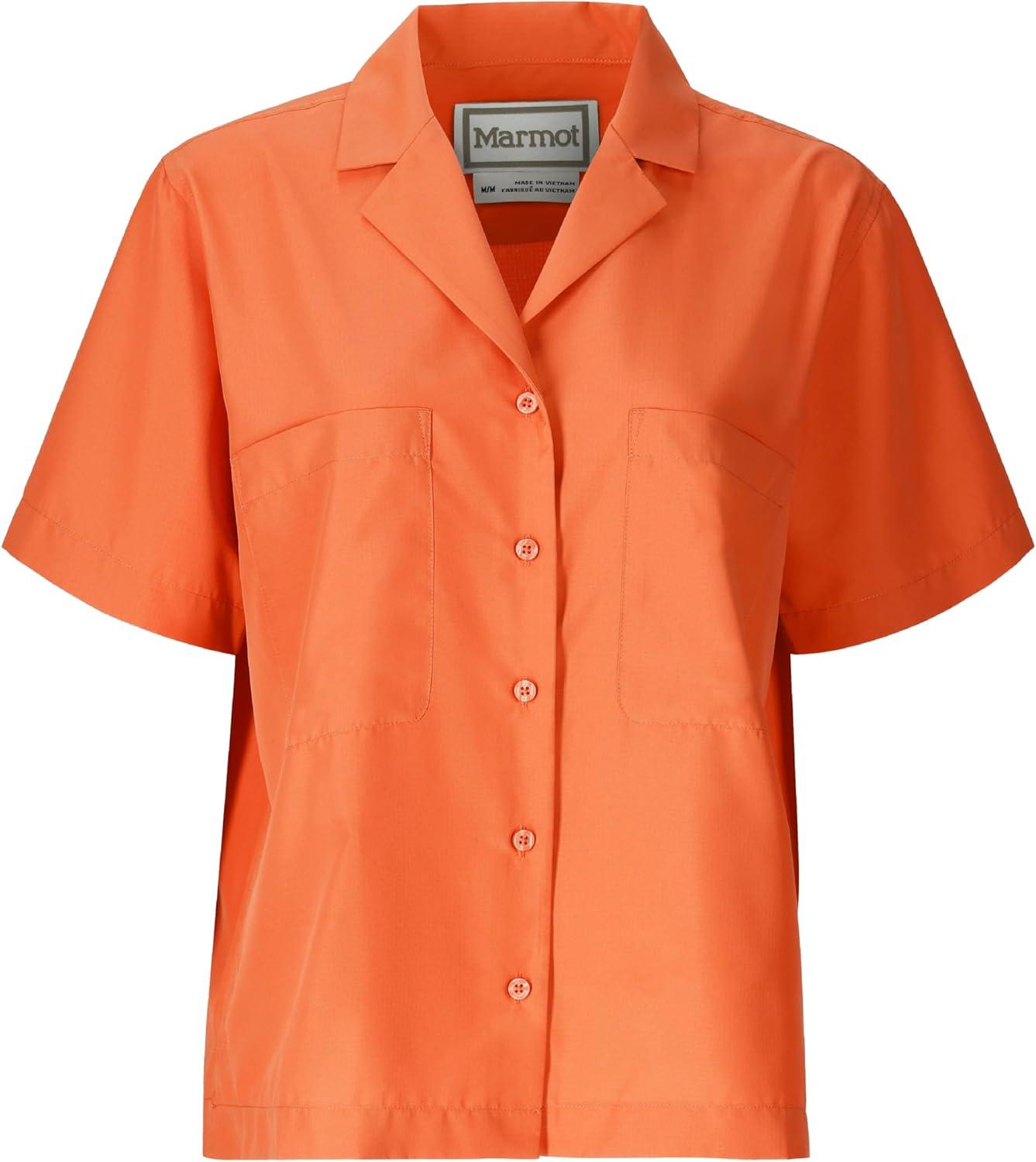 imageMARMOT Womens AirExchange UPF 40 Short Sleeve Camp Shirt Lightweight Breathable QuickDry Pomelo XSmall