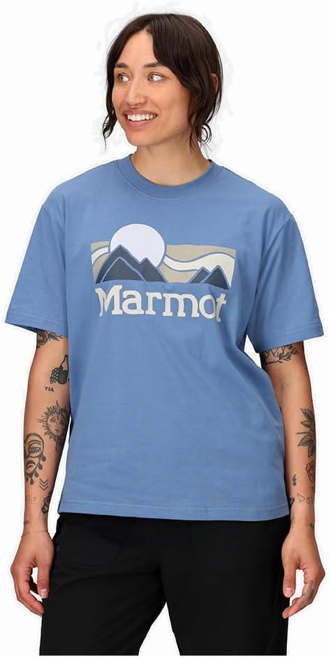 imageMARMOT Womens Coastal ShortSleeve TShirt Screen Printed Graphic on Soft Breathable EcoFriendly CottonPoly BlendRain Cloud