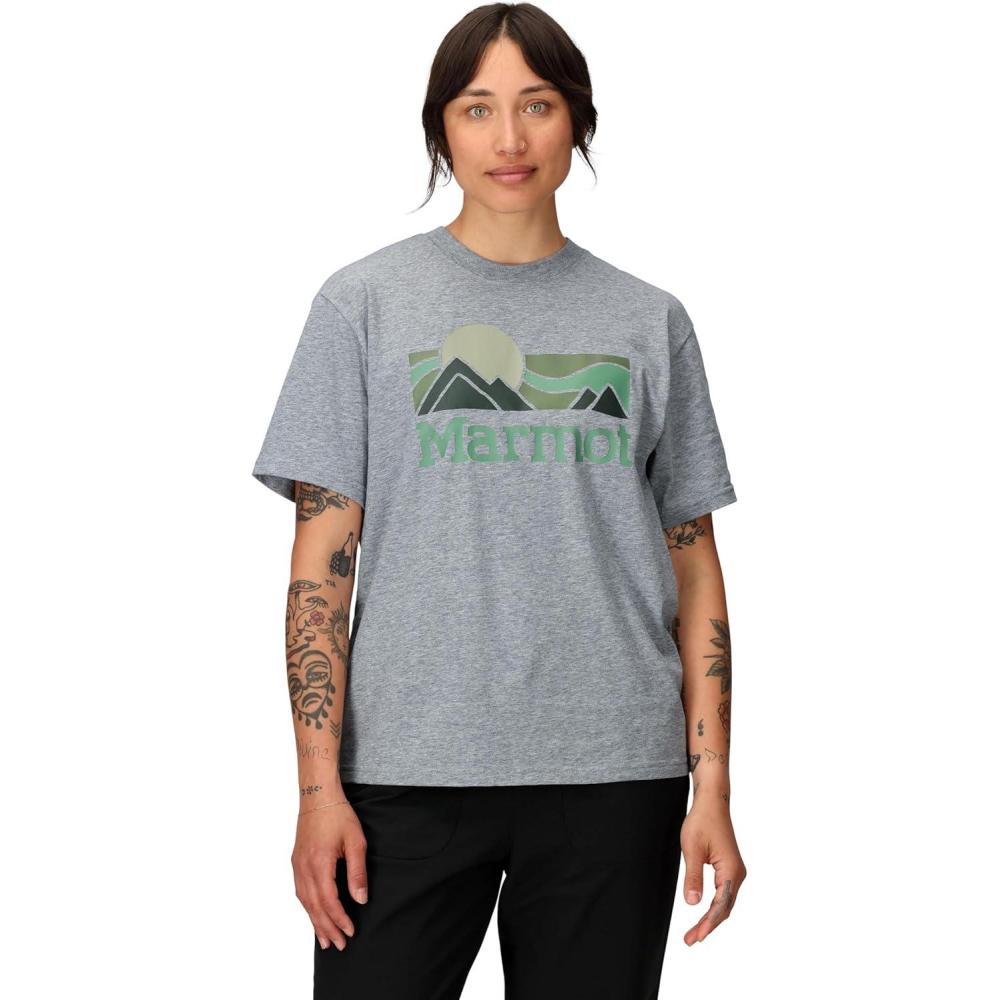 imageMARMOT Womens Coastal ShortSleeve TShirt Screen Printed Graphic on Soft Breathable EcoFriendly CottonPoly BlendGrey Heather