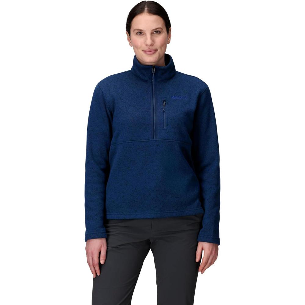 imageMARMOT Womens Drop Line 12 Zip Pullover Jacket  Lightweight Breathable 100Weight Sweater FleeceArctic Navy Heather