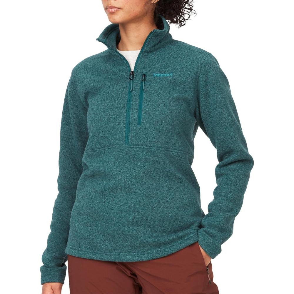 imageMARMOT Womens Drop Line 12 Zip Pullover Jacket  Lightweight Breathable 100Weight Sweater FleeceDark Jungle