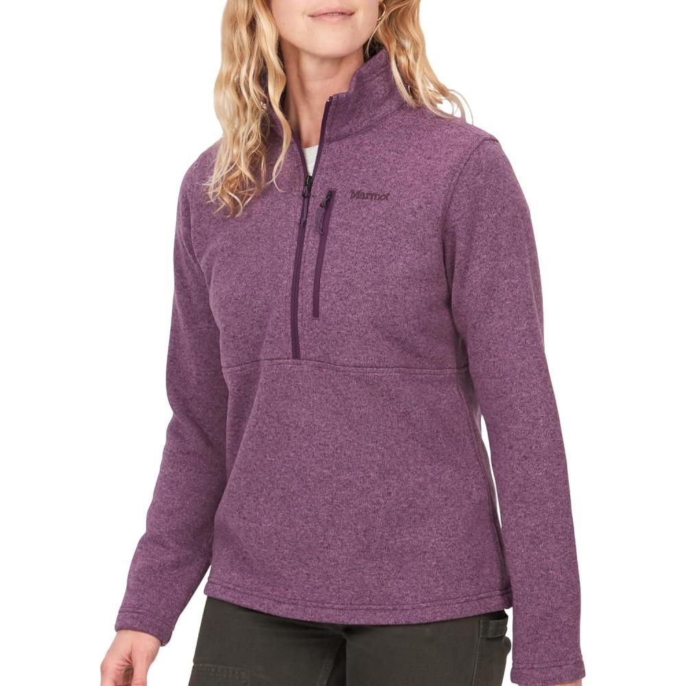 imageMARMOT Womens Drop Line 12 Zip Pullover Jacket  Lightweight Breathable 100Weight Sweater FleecePurple Fig