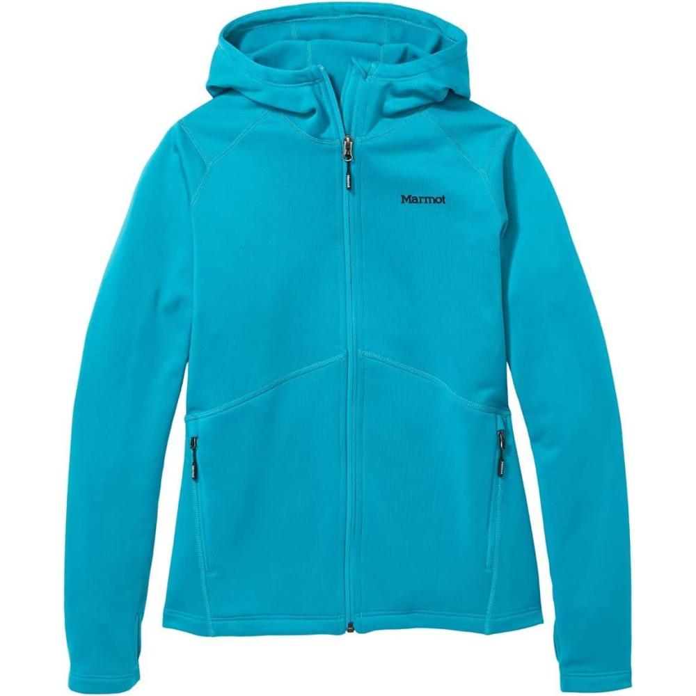 imageMARMOT Womens Olden Polartec Fleece Hoody  Breathable Stretch Fabric ZipUp Fleece Jacket with Hood amp ThumbholesEnamel Blue