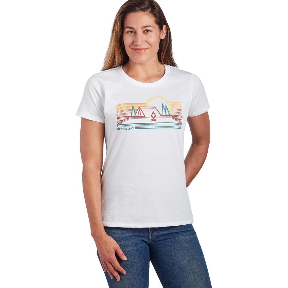 imageMarmot Womens Logo TShirts  Printed Graphic on Cotton TeeBivouac WhiteRed