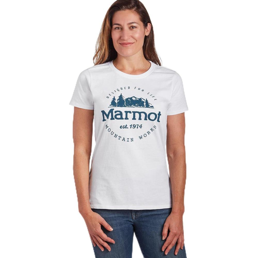 imageMarmot Womens Logo TShirts  Printed Graphic on Cotton TeeCulebra WhiteBlue