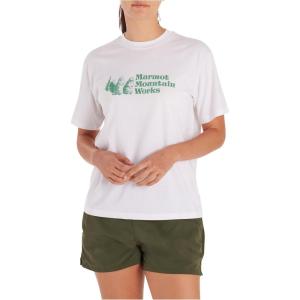 MARMOT Women’s MMW Short-Sleeve Tee Shirt – Screen Printed Graphic on Soft, Breathable, Eco-Friendly Cotton/Poly Blend(White)