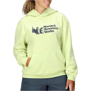 MARMOT Women’s Marmot for Life Hoody – Hooded Sweatshirt with Screen Printed Graphic, Double-Layer Hood and Kangaroo Pocket(Matcha)