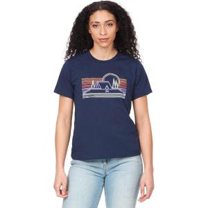 Marmot Women’s Logo T-Shirts – Printed Graphic on Cotton Tee(Bivouac Arctic Navy)