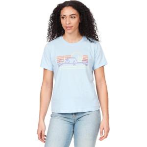 Marmot Women’s Logo T-Shirts – Printed Graphic on Cotton Tee(Bivouac Tide Blue)