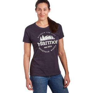 Marmot Women’s Logo T-Shirts – Printed Graphic on Cotton Tee(Culebra Navy)