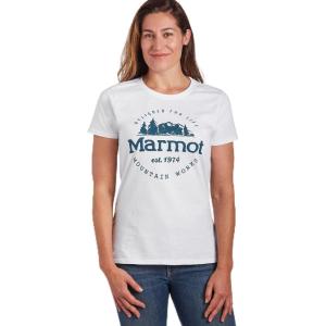 Marmot Women’s Logo T-Shirts – Printed Graphic on Cotton Tee(Culebra White/Blue)