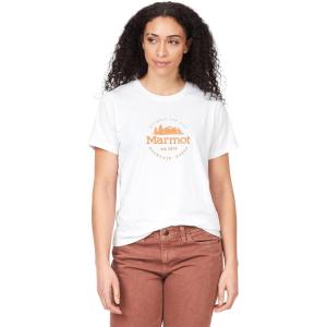Marmot Women’s Logo T-Shirts – Printed Graphic on Cotton Tee(Culebra White/Orange)