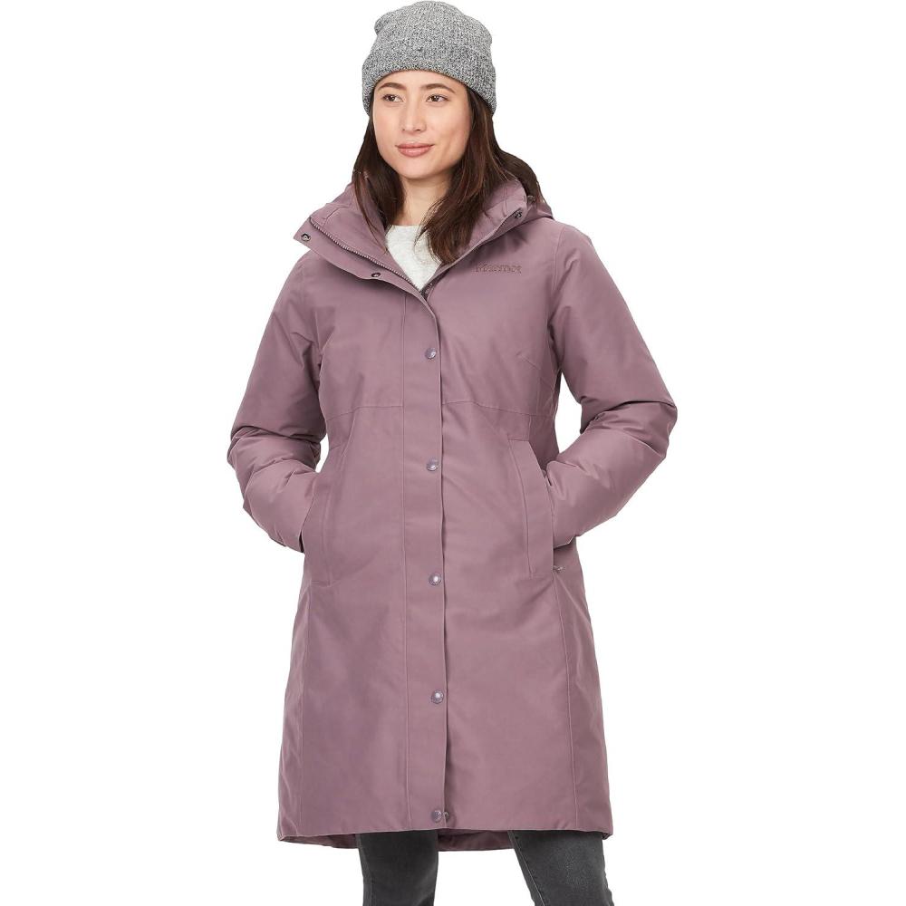 imageMARMOT Womens Chelsea 700 Down Fill Coat with HoodHazy Purple  Latest Collection