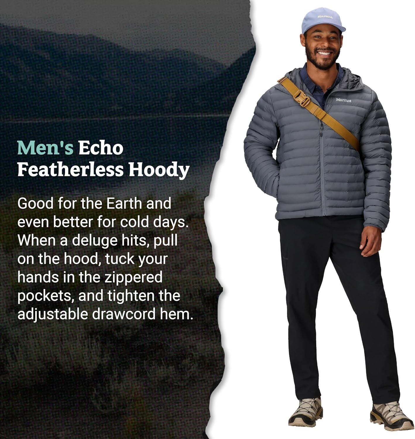 imageMARMOT Mens Echo Featherless Hoody Lightweight DownAlternative Puffer Jacket with HoodSteel Onyx