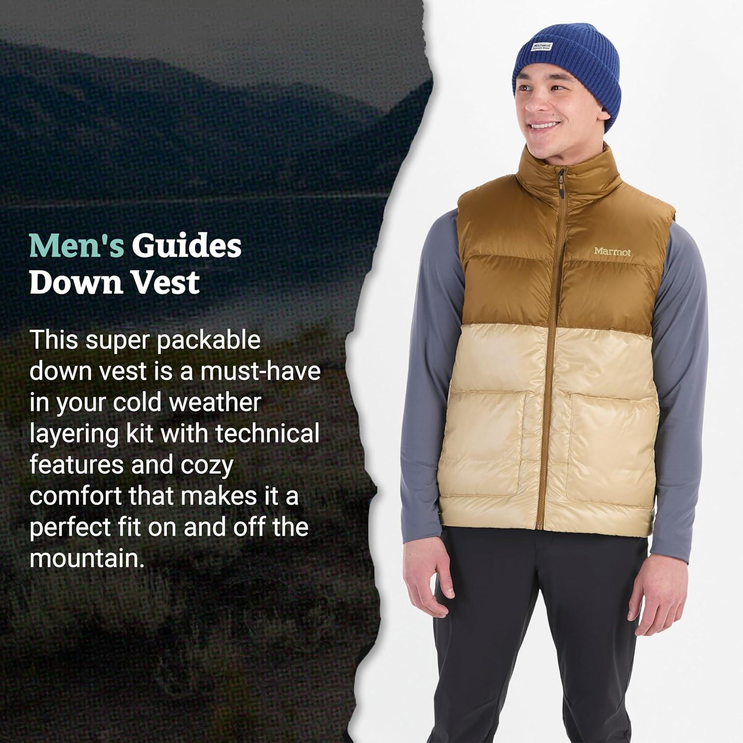 imageMARMOT Mens Guides Down Vest 700Fill Insulated WaterResistant Lightweight PufferHazelLight Oak Latest Collection