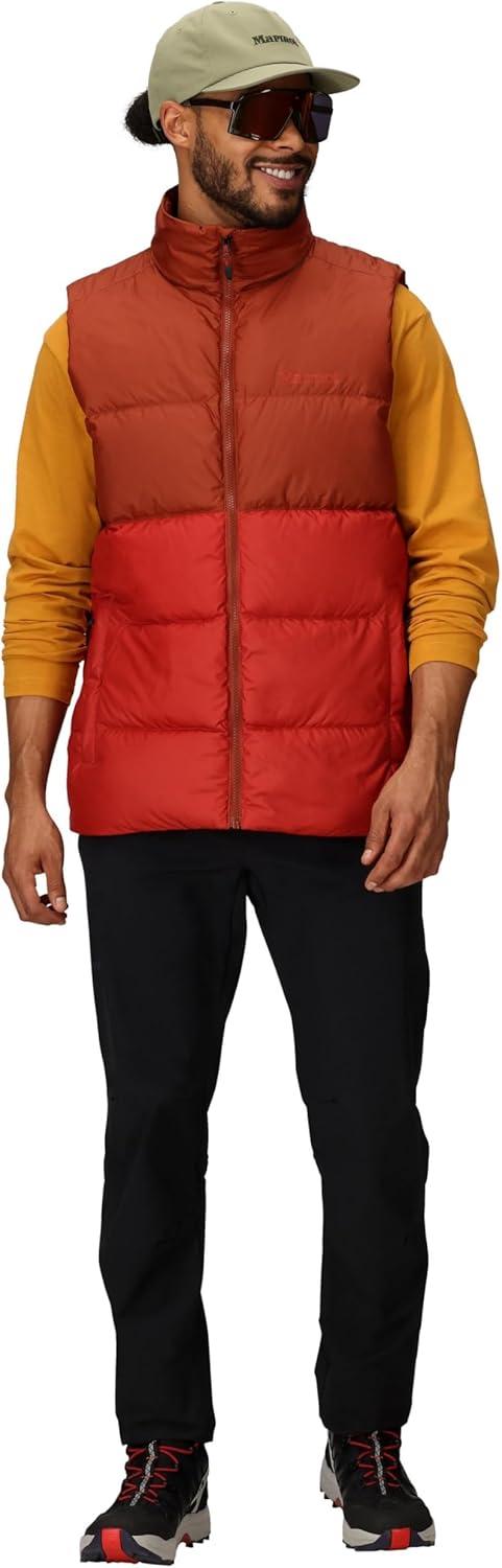 imageMARMOT Mens Guides Down Vest 700Fill Insulated WaterResistant Lightweight PufferPecanSumac