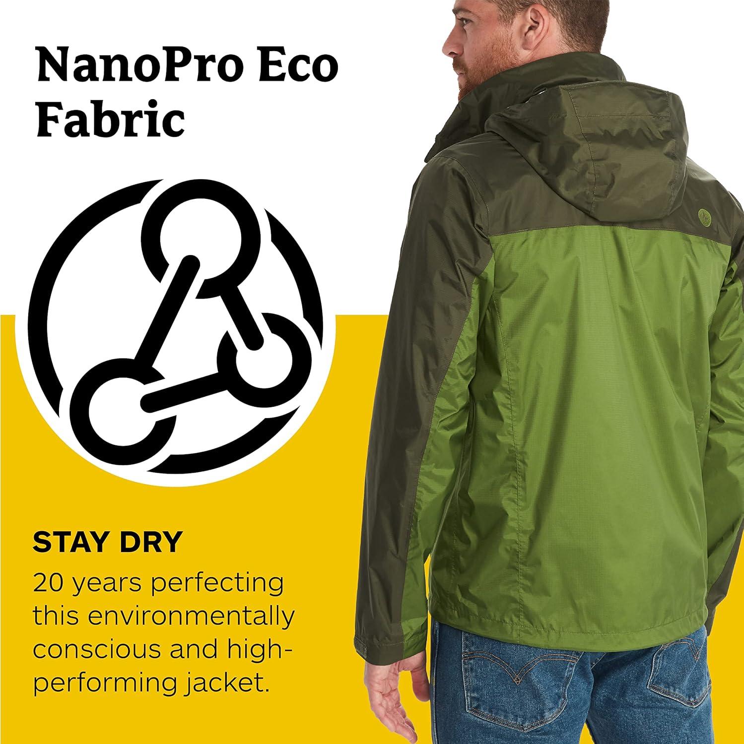 imageMARMOT Mens Precip Eco Waterproof Rain Jacket 100 Recycled Breathable Lightweight Packable RaincoatFoliage Nori