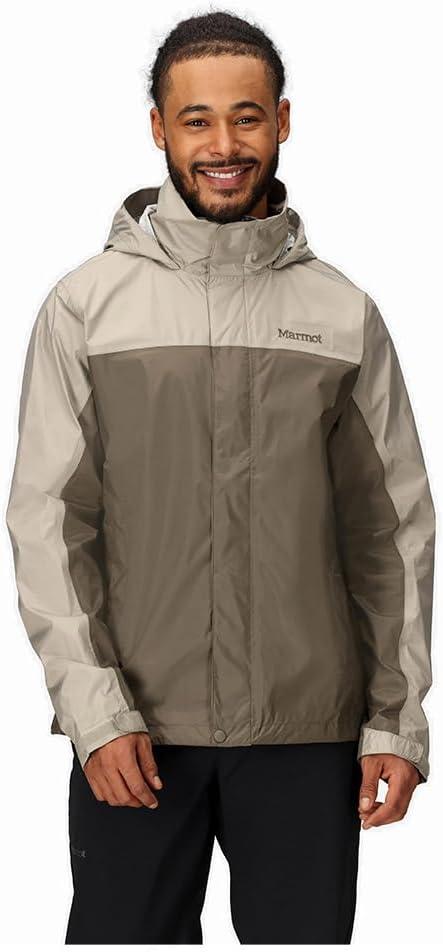 imageMARMOT Mens Precip Eco Waterproof Rain Jacket 100 Recycled Breathable Lightweight Packable RaincoatShale GreyClaystone