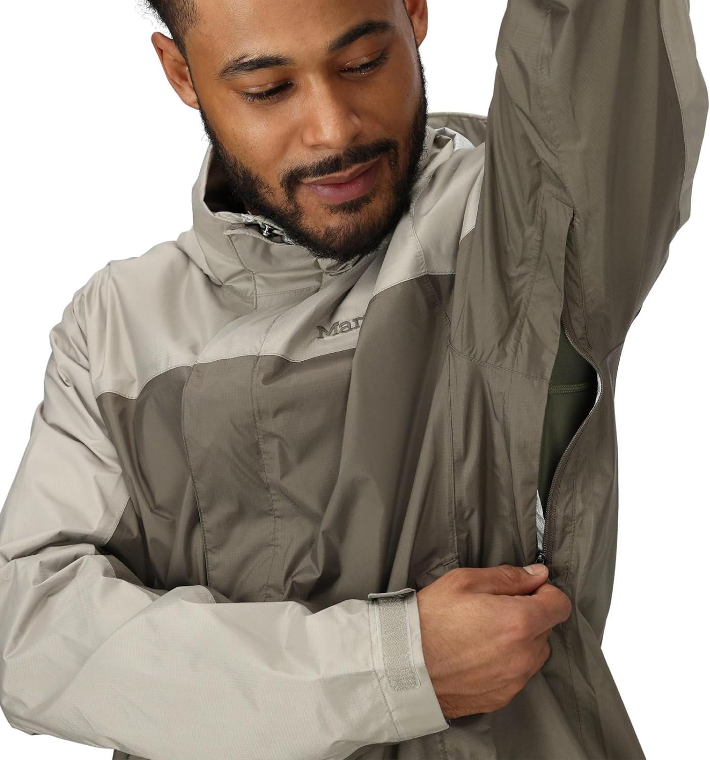 imageMARMOT Mens Precip Eco Waterproof Rain Jacket 100 Recycled Breathable Lightweight Packable RaincoatShale GreyClaystone