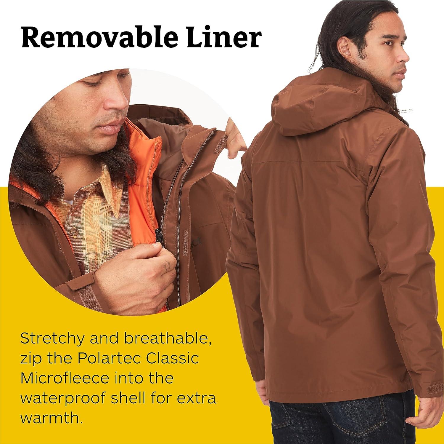 imageMARMOT Mens Ramble 3in1 Component Jacket Recycled Waterproof Shell with Hood and Removable Insulated Thermal R LinerPinecone