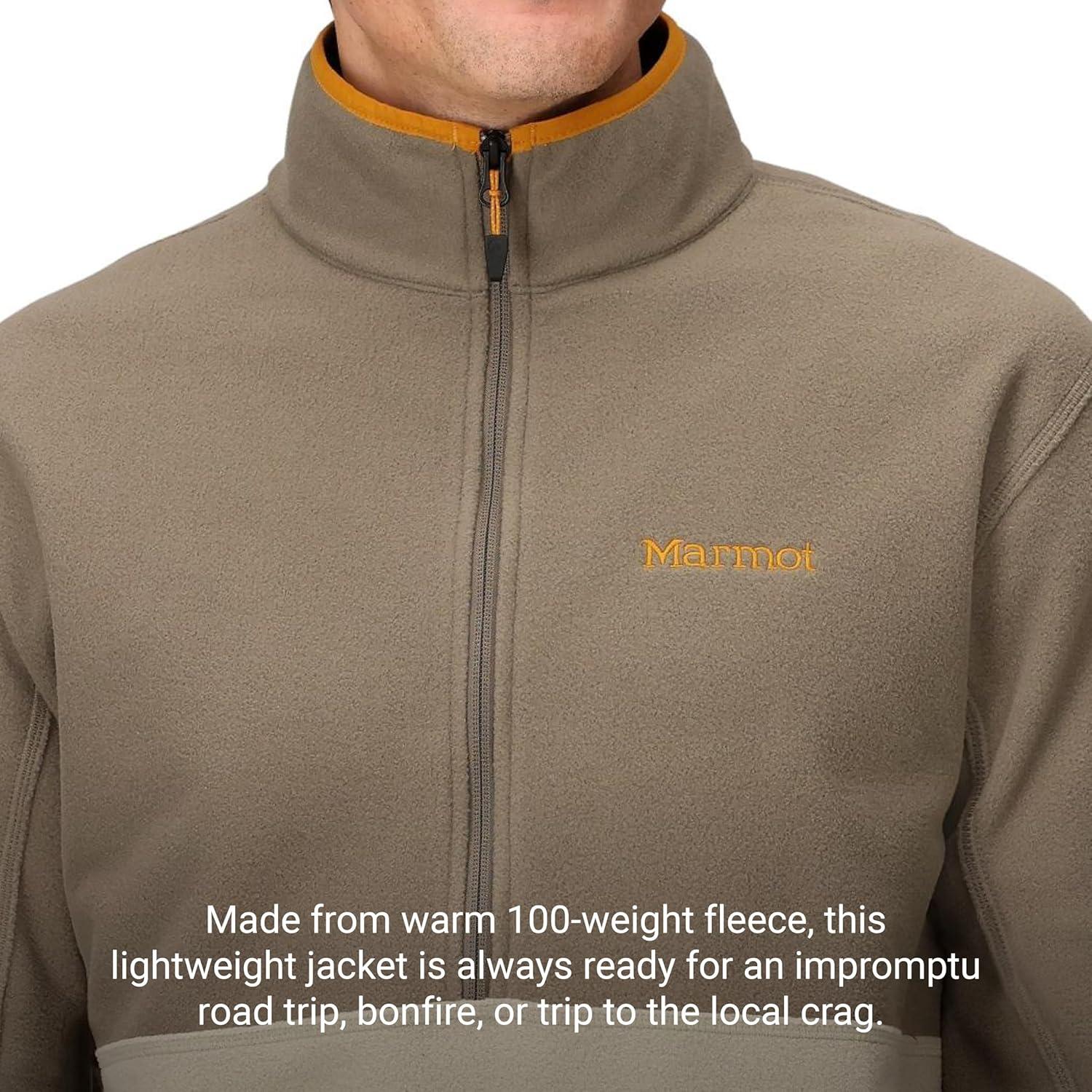 imageMARMOT Mens Rocklin 12 Zip Jacket Classic Warm Lightweight 100Weight Fleece LayerClaystoneShale Grey