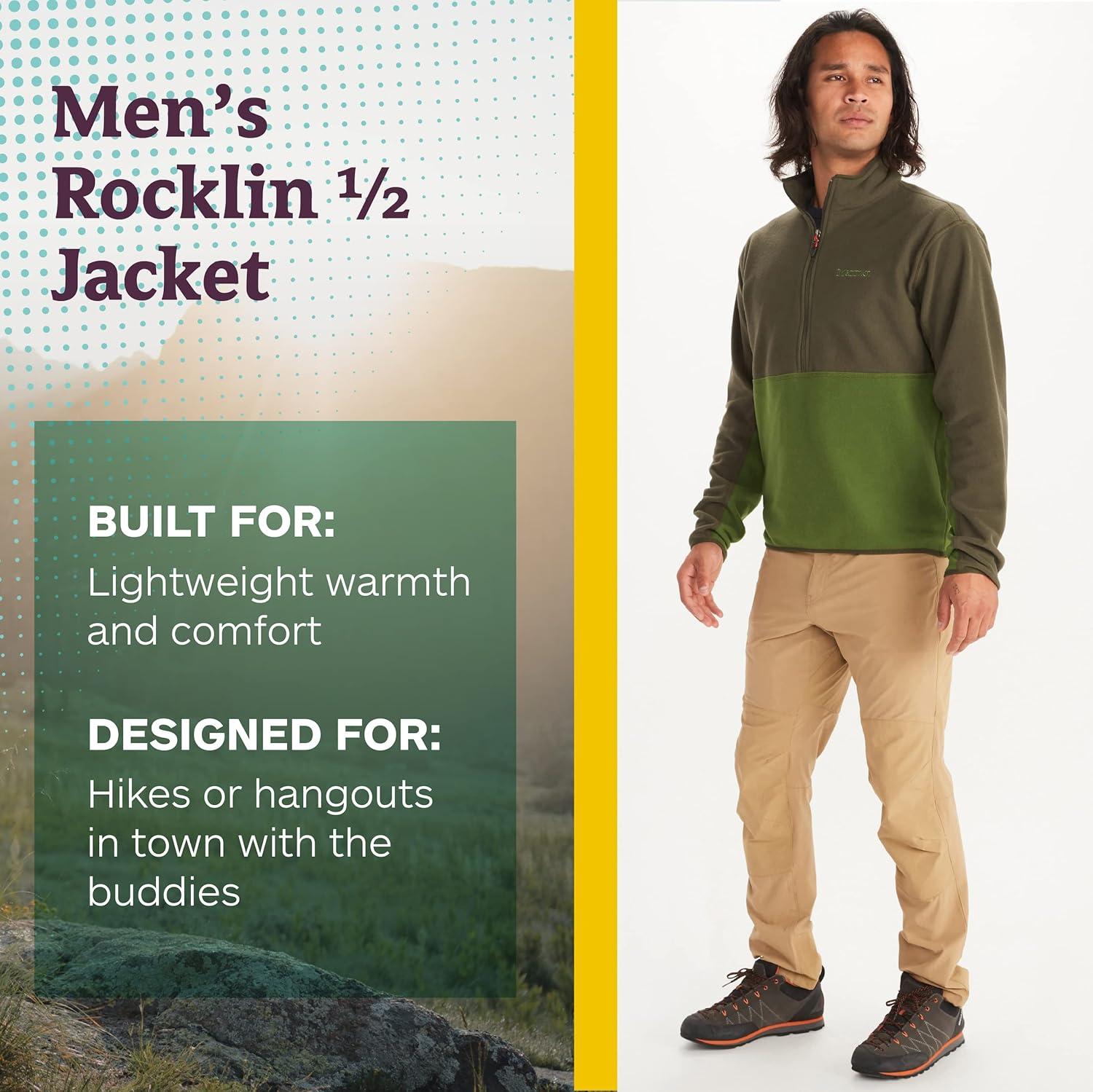 imageMARMOT Mens Rocklin 12 Zip Jacket Classic Warm Lightweight 100Weight Fleece LayerNoriFoliage