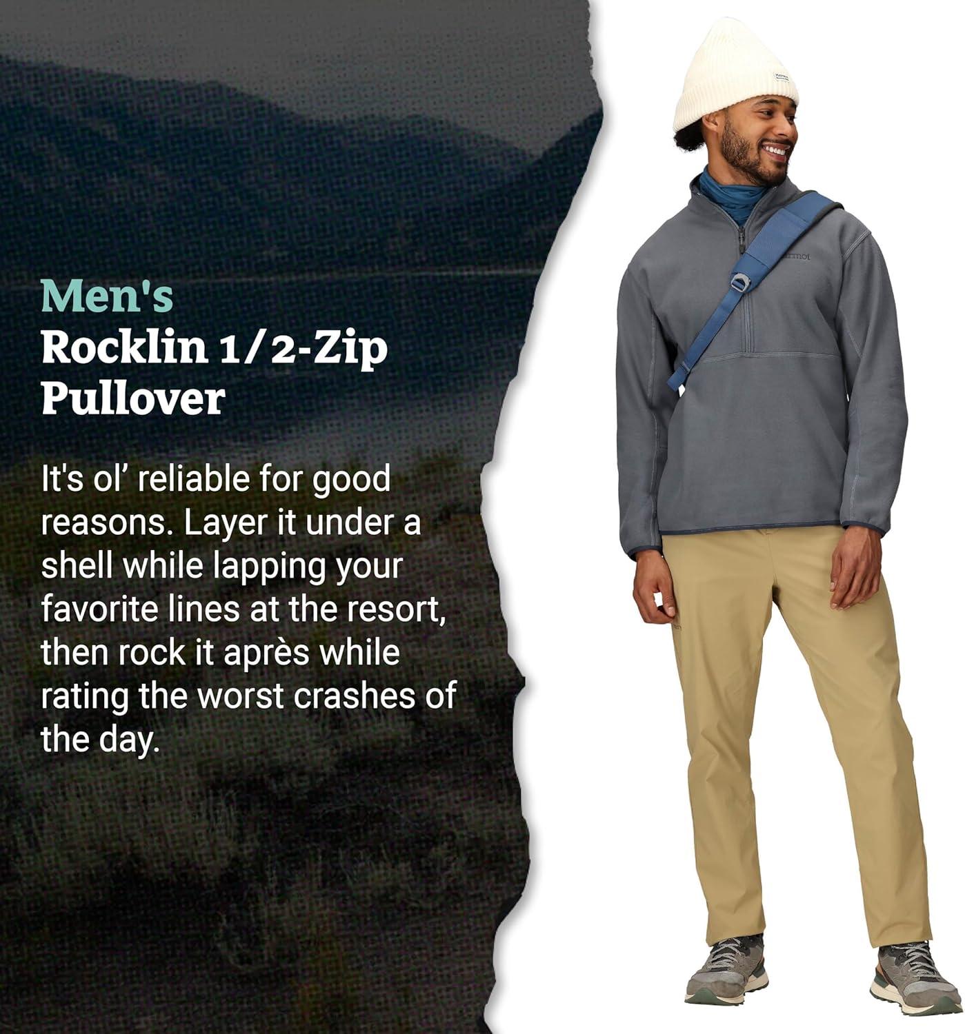 imageMARMOT Mens Rocklin 12 Zip Jacket Classic Warm Lightweight 100Weight Fleece LayerSteel Onyx