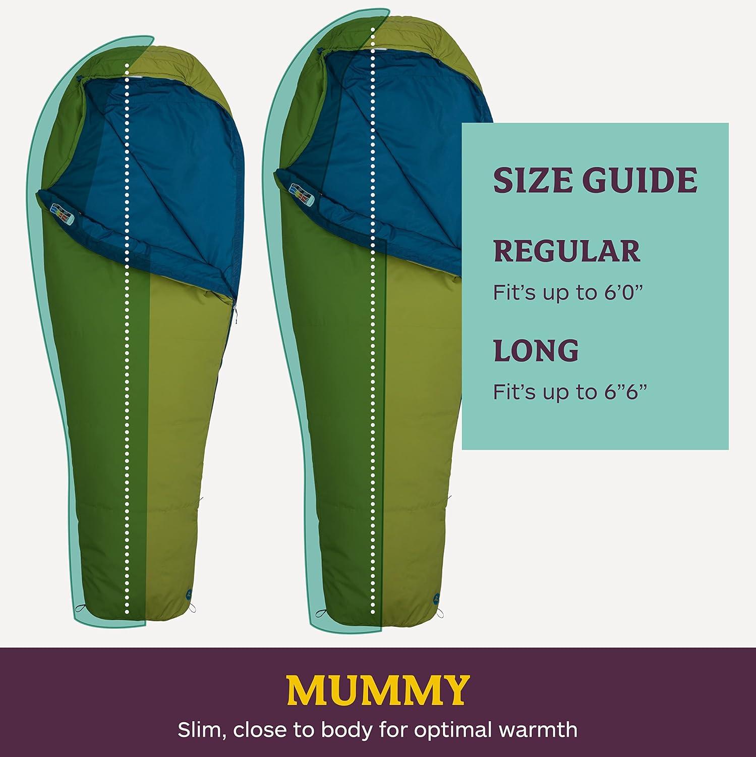 imageMARMOT Voyager 45 or 55 Mummy Sleeping Bags Synthetic Spirafil Insulation for Camping amp BackpackingCilantro
