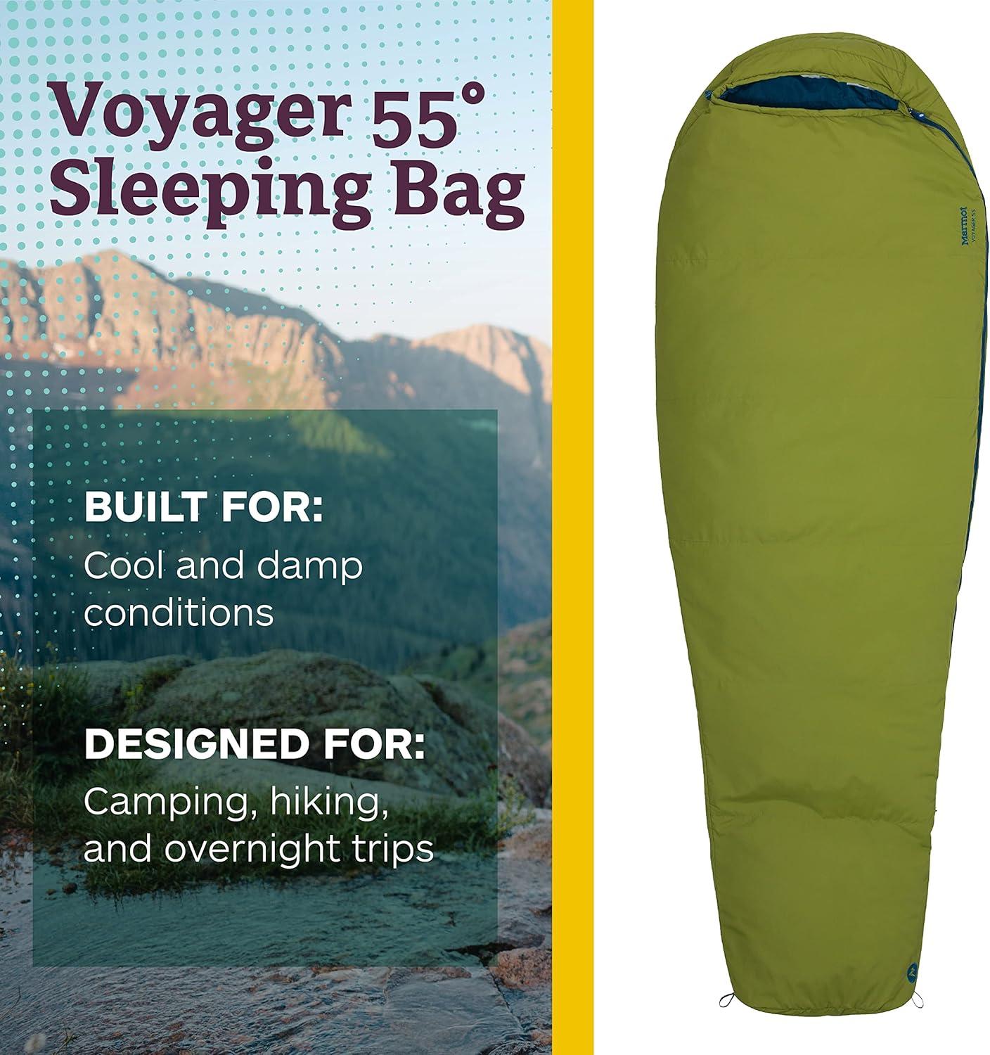 imageMARMOT Voyager 45 or 55 Mummy Sleeping Bags Synthetic Spirafil Insulation for Camping amp BackpackingCilantro