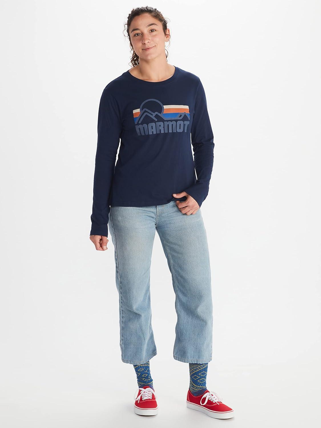 imageMARMOT Womens Coastal LongSleeve TShirt Screen Printed Graphic on Soft Breathable EcoFriendly CottonPoly BlendArctic NavyStorm