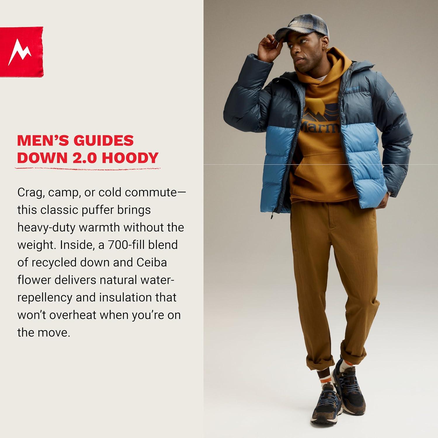 imageMARMOT mens Guides Down Hoody Down Filled Water Resistant Puffer Jacket With HoodDark Steel