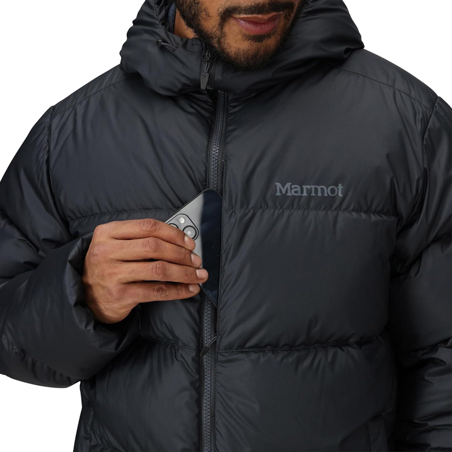 imageMARMOT mens Guides Down Hoody Down Filled Water Resistant Puffer Jacket With HoodDark Steel