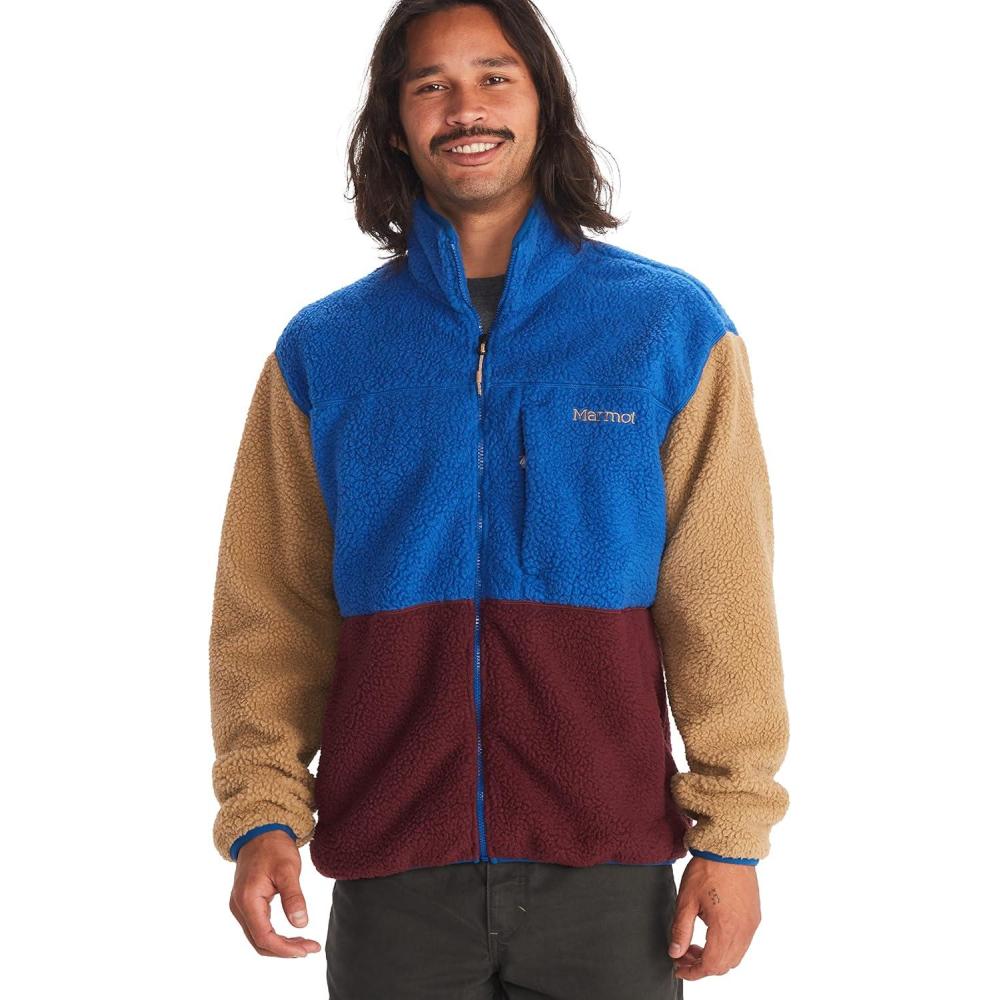 imageMARMOT Mens Aros FullZip Jacket  Sherpa Fleece with Retro StyleDark AzurePort Royal