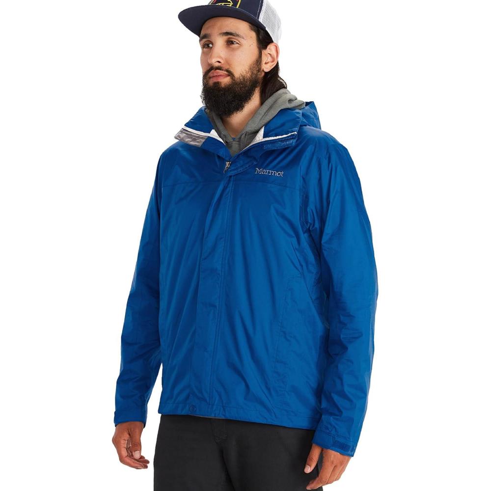imageMARMOT Mens Precip Eco Waterproof Rain Jacket  100 Recycled Breathable Lightweight Packable RaincoatBlue Sapphire