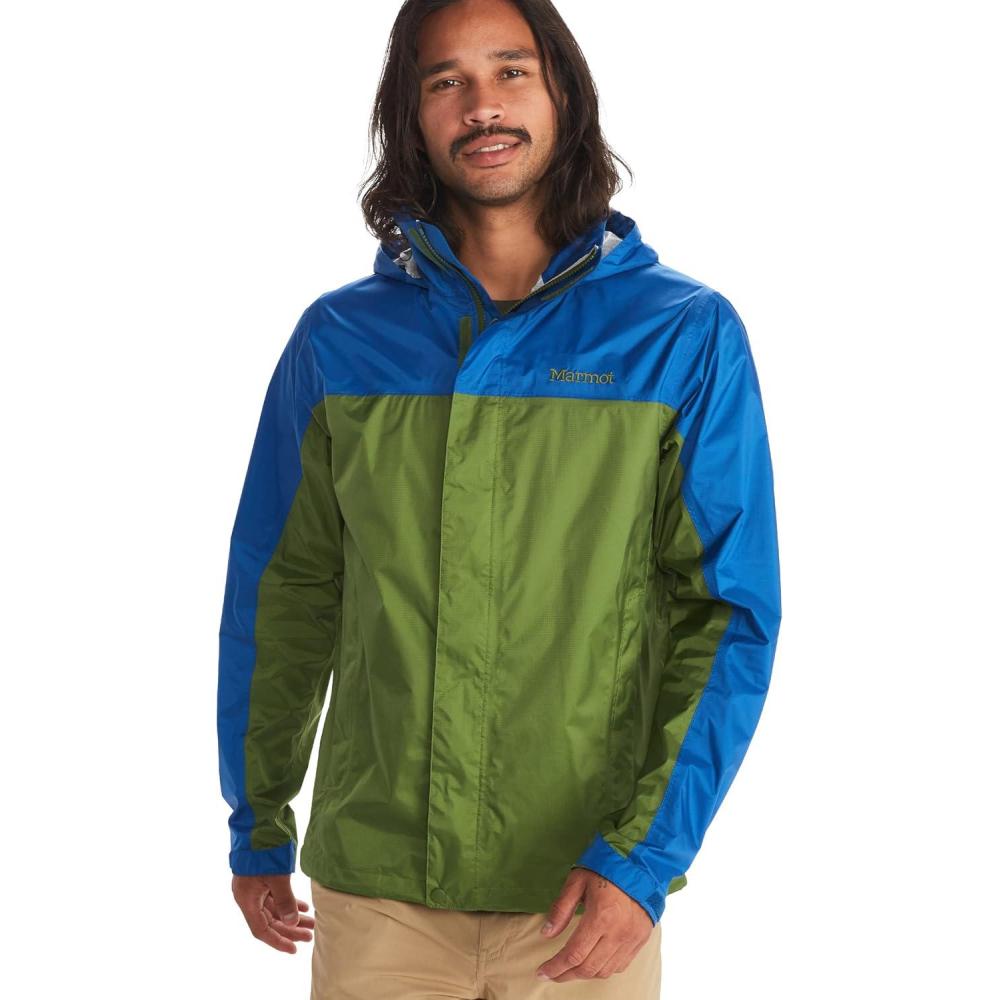 imageMARMOT Mens Precip Eco Waterproof Rain Jacket  100 Recycled Breathable Lightweight Packable RaincoatFoliageDark Azure