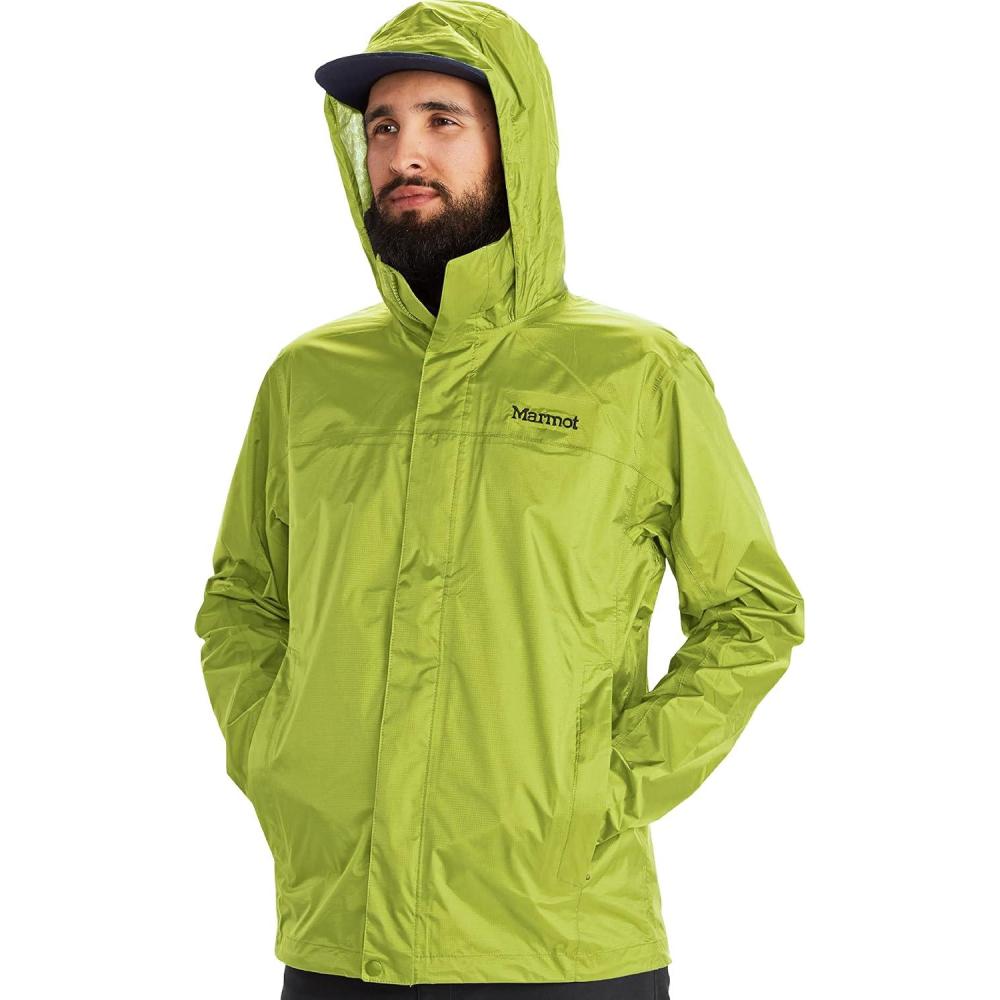 imageMARMOT Mens Precip Eco Waterproof Rain Jacket  100 Recycled Breathable Lightweight Packable RaincoatGreen Lichen